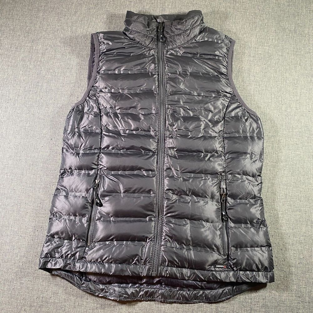 Gerry Quilted Puffer Vest Womens Size Small‎ Gray Full Zip Packableb Lightweight